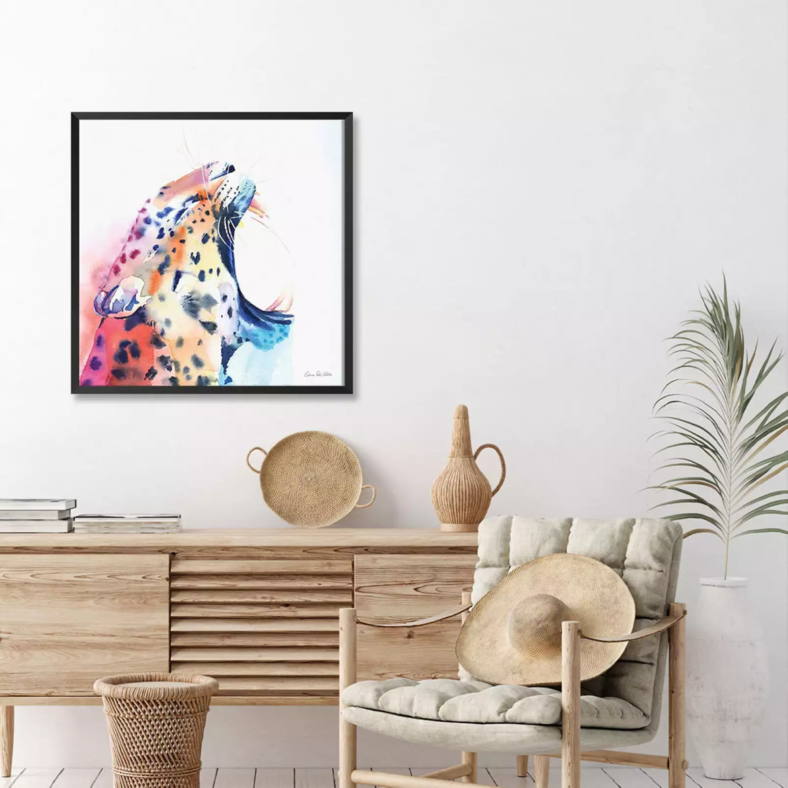 tableau-animaux-colores-leopard-sauvage