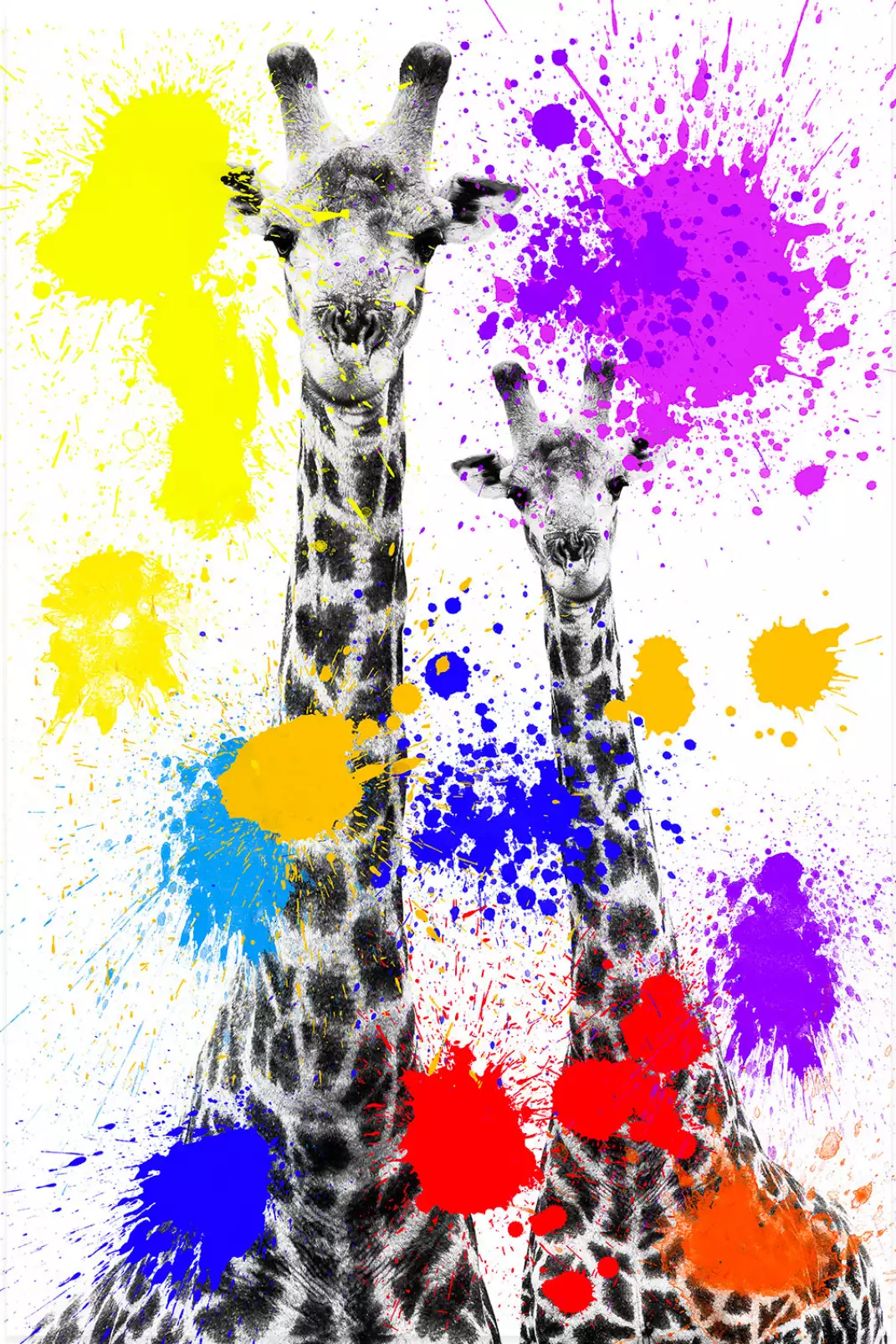 tableau-animaux-multicolore-duo-de-girafe-pop-art