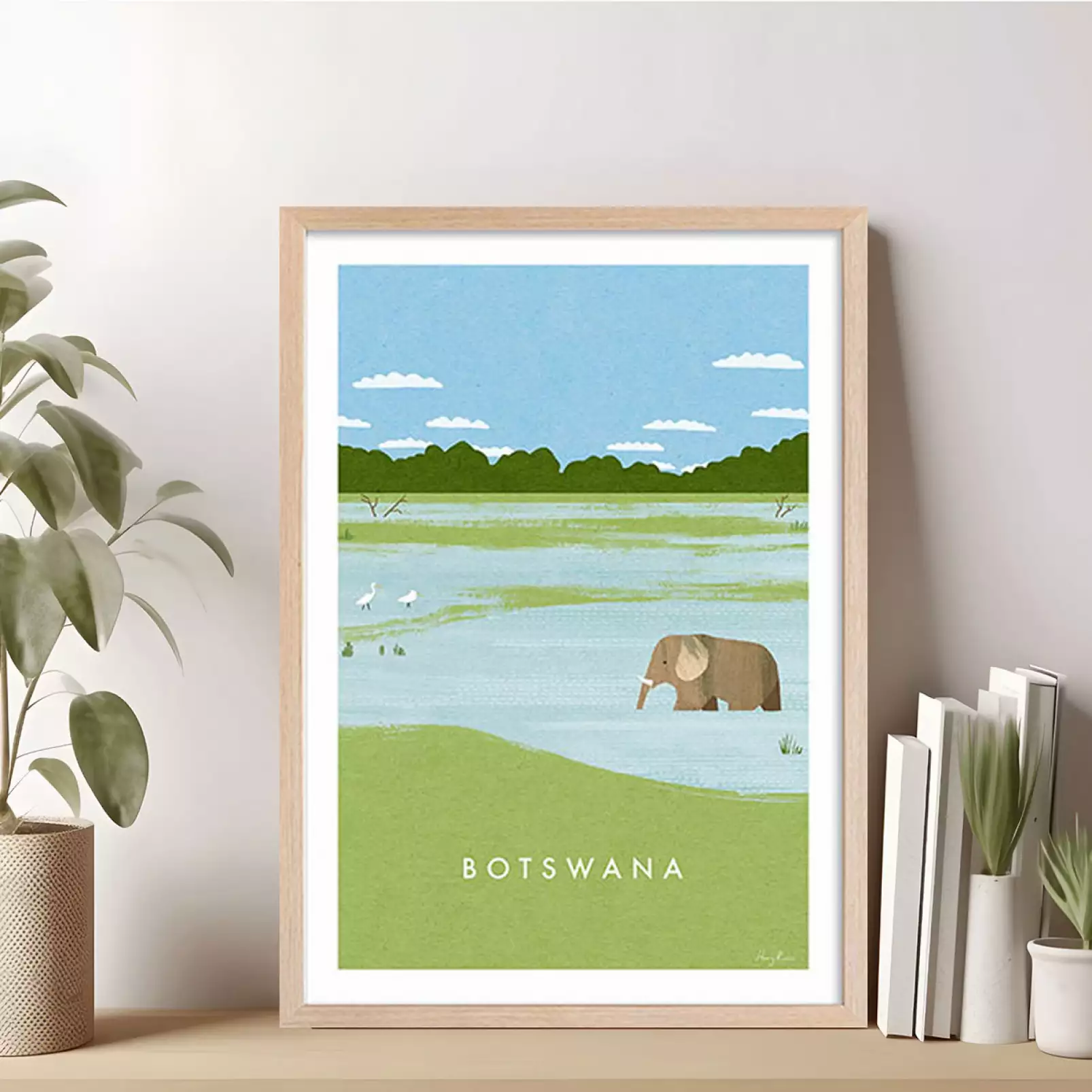 tableau-paysage-botswana-vintage