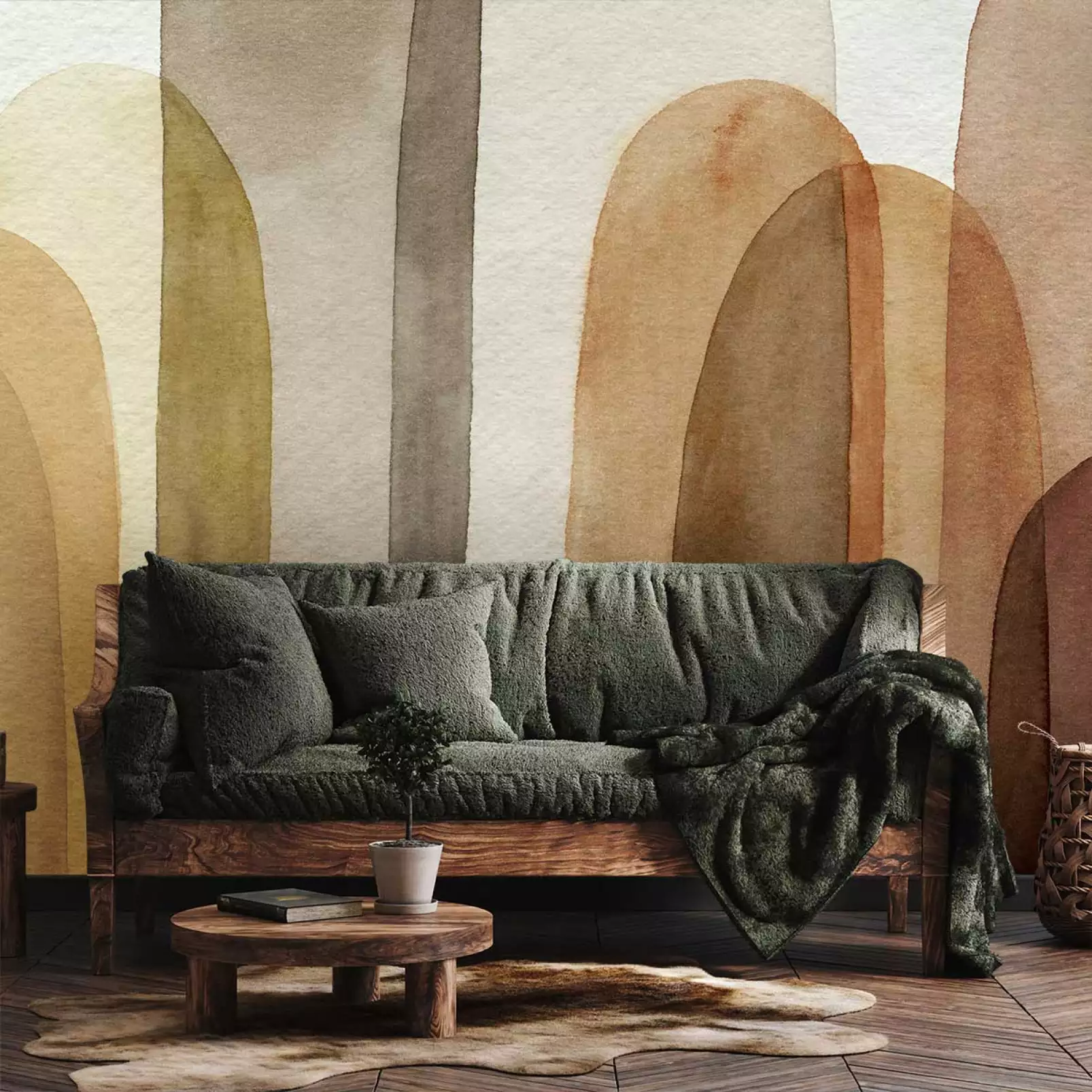 tapisserie-panoramique-graphique-arches-terracotta